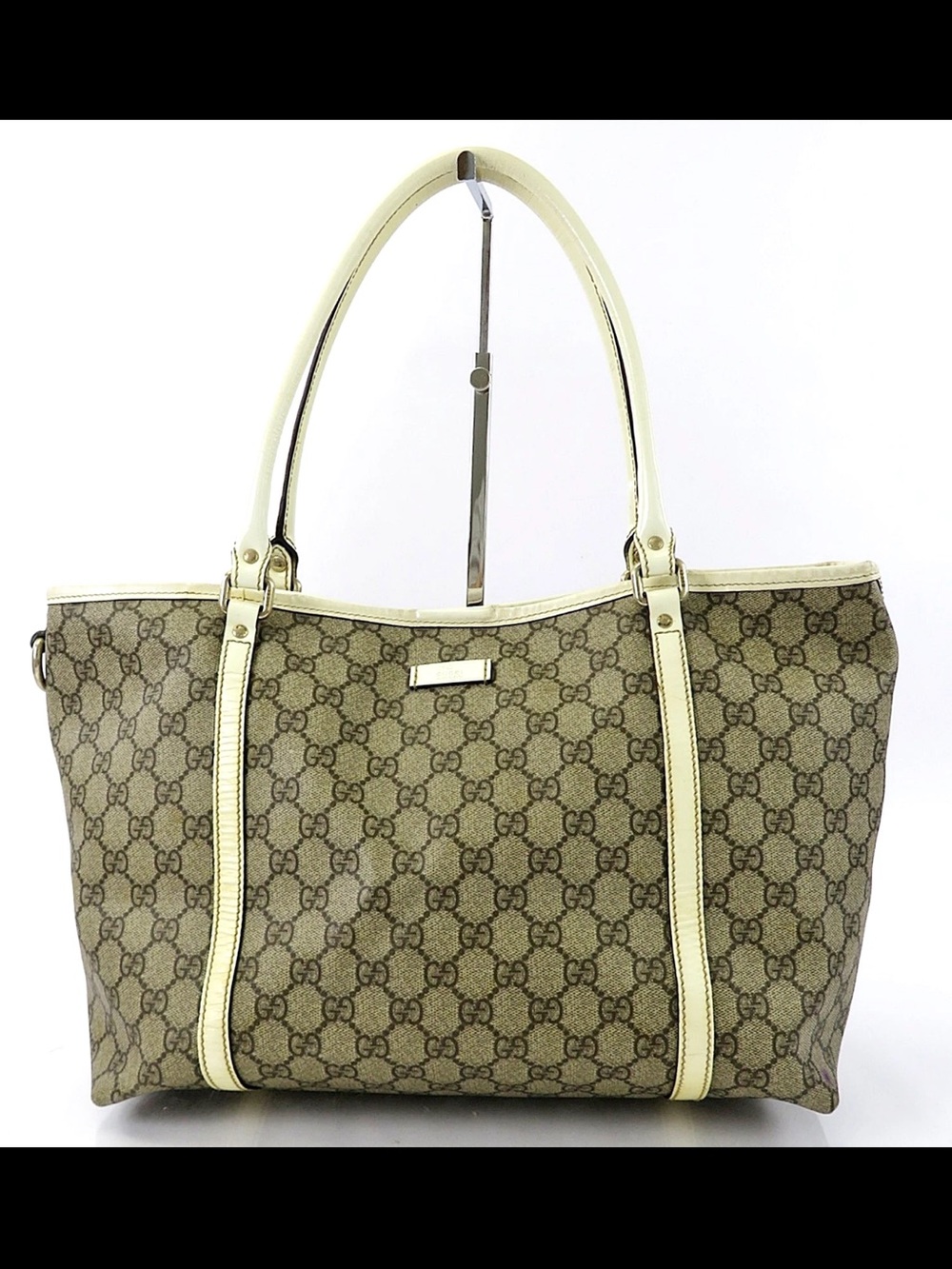 Gucci Beige Monogram Tote with Cream Trim